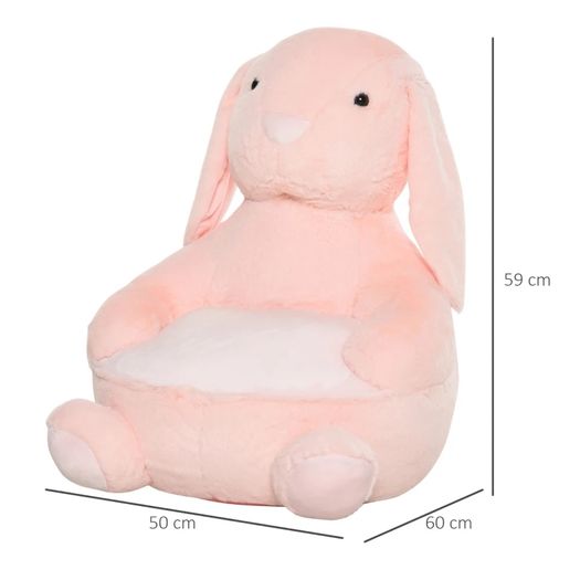 Kids Sofa Chair Children Plush Armchair Stuffed Cute Rabbit Toy Support Seat Learning Baby Nest Sleeping Cushion Bed Soft Snuggle Furniture 60 x 50 x 59cm Pink