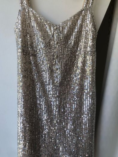 Zara silver sequin midi dress size S