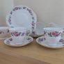 Queen Anne Bone China, tea set for 4 person, contains 11 pcs, including 4 tea cups, 4 saucers, a milk jar, a sugar bowl and a cookie serving plate 22cm. Impeccable conditions, looks like a new one, any scratches, cracks or cips. Image 2