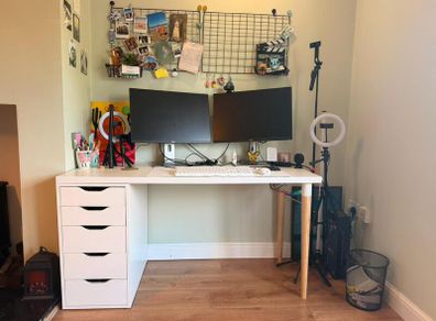 IKEA Desk + ALEX Drawer Unit  Home Office Setup