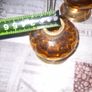 4 Beautiful Old Mirror Blue, Green, Brown Glass Oil Lamps, Postage Available Image 8