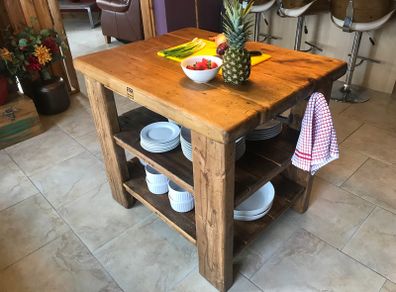 Kitchen Island Butcher Block from Reclaimed Timber