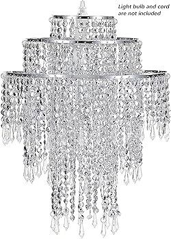 Chandelier Light Shade for Ceiling Pendant Light, Easy Fit Crystal Lamp Shade Lampshade for Bedroom, Living Room, Hallway, Wedding or Party Decoration, Diameter 32 cm, 3 Tiers