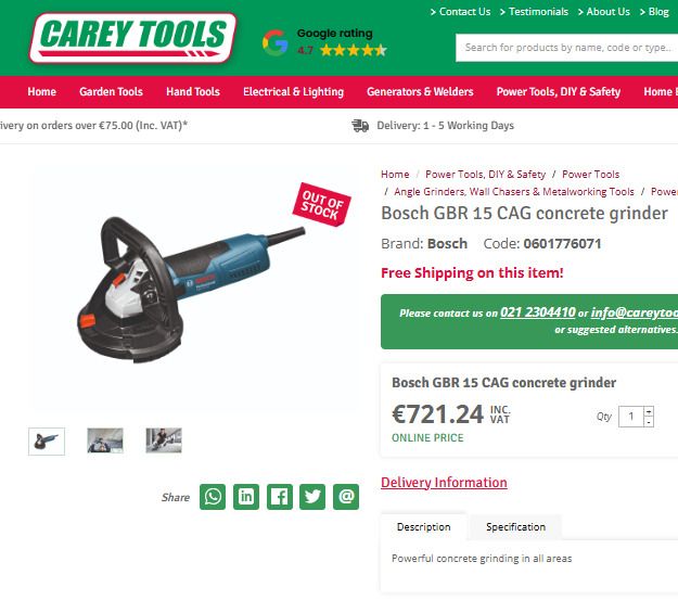 Bosch GBR 15 Cag Concrete Sander 125mm 1500W