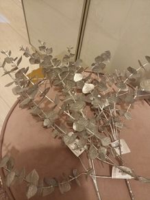 Long stem silver christmas faux foliage