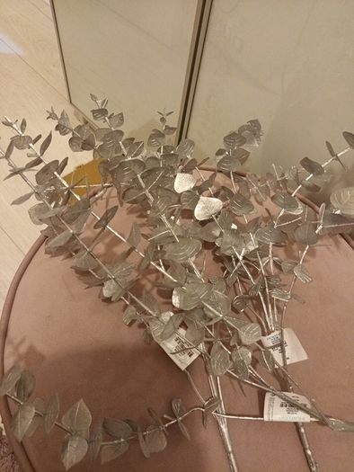 Long stem silver christmas faux foliage