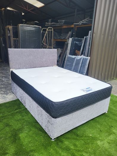Double Divan Bed, Headboard & Mattress - All Sizes
