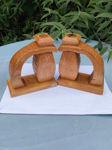 Vintage Hand carved Norwegian candlesticks