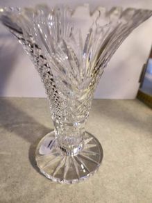 Rare find Bohemian Crystal Vase Large Flared Vase Pedestal Footed 20 CM.Tall Vintage Vase