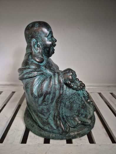 Large Laughing Buddha Statue Bronze Effect