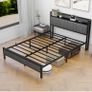King Size Bed Frame with Storage and Headboard Shelf Image 5