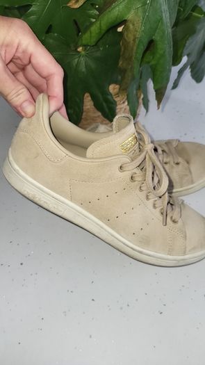 ADIDAS Unisex Stan Smith beige suede Sz 6UK (Fit 6.5 Women)