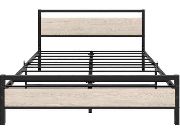 King Size Bed Frame with Wood Headboard,Metal