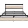 King Size Bed Frame with Wood Headboard,Metal Image 6