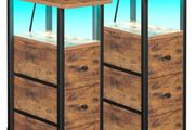 Bedside Table Set of 2 with Charging Station, Narrow Side Table with LED Lights