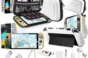 Accessory Bundle kit for Nintendo Switch Oled Accessories Essentials Pack Case and Screen Protector Comfort Grip Cover Headphones charger cable Games holder