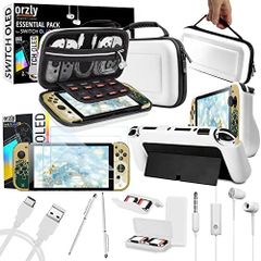 Accessory Bundle kit for Nintendo Switch Oled Accessories Essentials Pack Case and Screen Protector Comfort Grip Cover Headphones charger cable Games holder