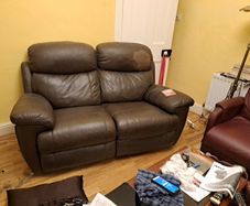 Brown Leather Two Seater Reclining Couch