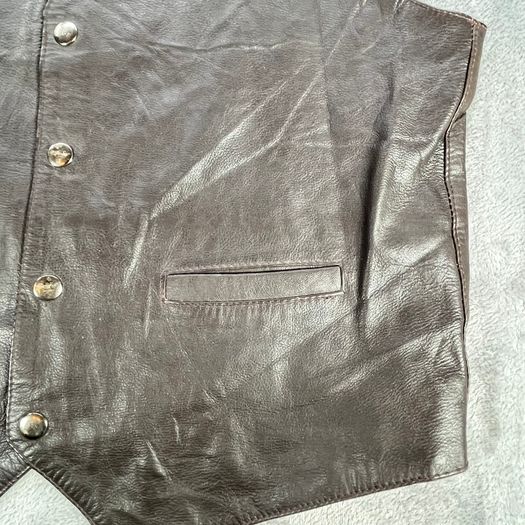 Black Goat Leather Stylish Waistcoat Mens Size M - Push Studs - Lined