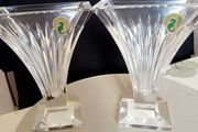 pair Waterford Crystal Clarion vases