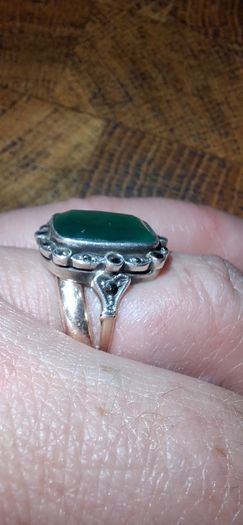9ct Gold Silver Agate Ring