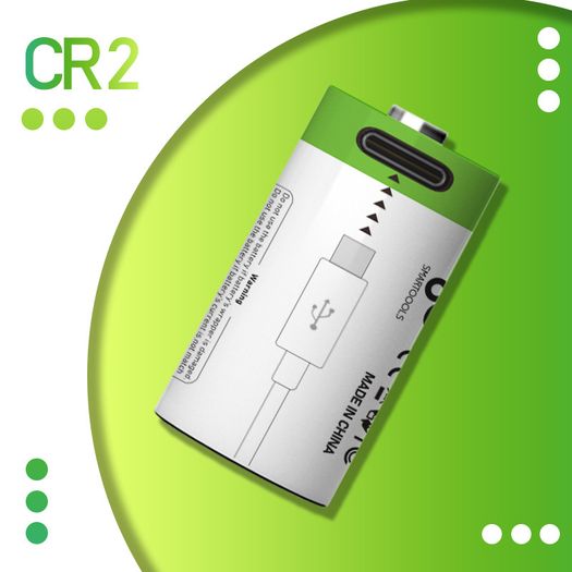 CR2 Rechargeable Li-ion Batteries 3.7V 300mAh USB-C Charging Cable 4 Pack