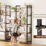 Triple Bookshelf, Large Bookcase with 14 Open Display Shelves, Industrial Book Shelves Book Case for Bedroom, Wide Standing Shelving Unit for Living Room Home Office (Vintage Brown, 5-tier) Image 4