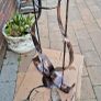 flower pot metal design art work ceramic pot barrel design siting on 2 brass  spikes unique plant  trees  garden statue Image 5