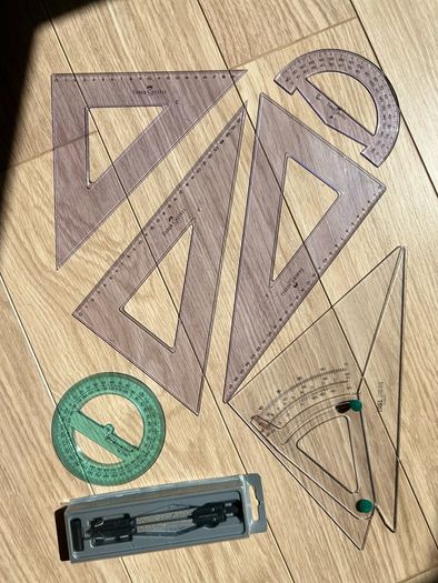 Set Squares, Adjustable Set Square and Compass