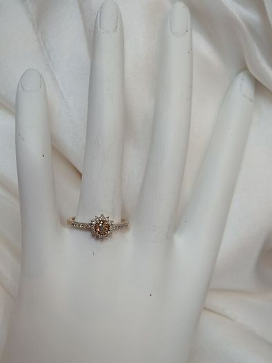 Sparkling Champagne Diamond Halo Ring