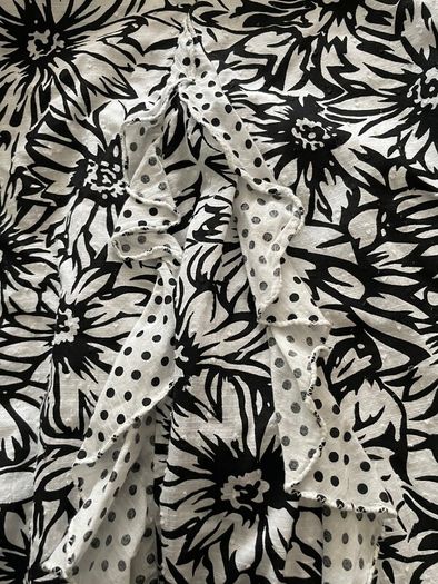 Per Una White with Black Floral Print Cotton Dress Size 12 Long