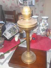 Beautiful Antique Brass Double Wick Oil Lamp in Nice