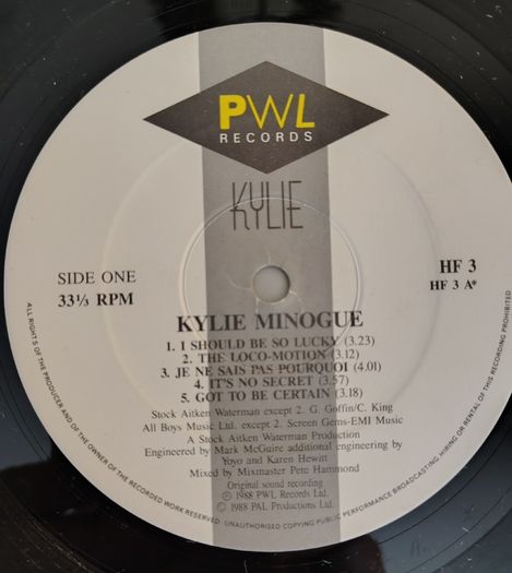 Kylie Minogue - Kylie Vinyl LP (1988) Original UK Pressing w/Inner Sleeve Pop EX+