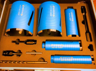 Core Bit Set In Case Top Quality , Laser Welded, 10mm Segments