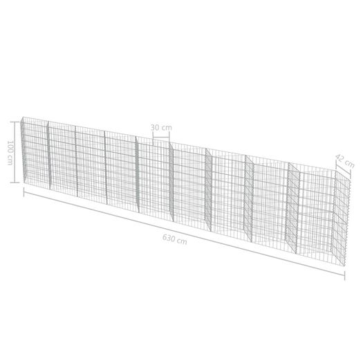Gabion Wall Galvanised Steel 630x30x100 cm