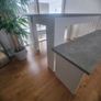 White and grey kitchen table with benches Image 3