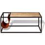 Coffee Table with Genuine Leather Magazine Holder 110x50x45 cm Image 6