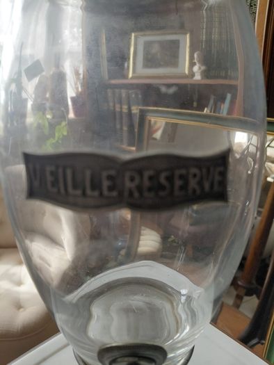 Vintage French liquor dispenser plaque on front Vielle Reserve