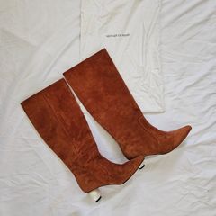 Mother Of Pearl Suede Style Knee High Brown Boots