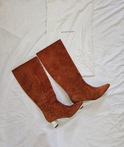 Mother Of Pearl Suede Style Knee High Brown Boots