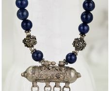 Vintage Yemeni Jewish Lapis Lazuli Amulet Necklace