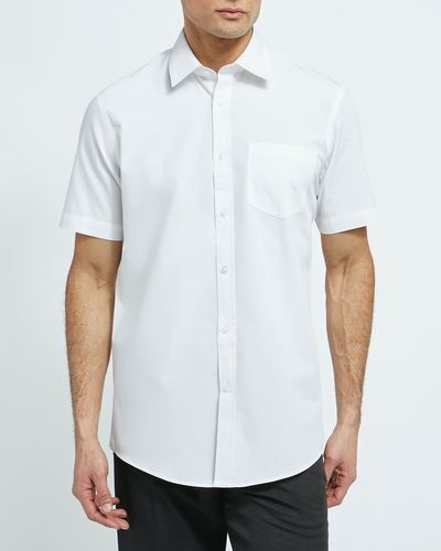 Regular Fit Short-Sleeved Cotton Rich Shirt - White