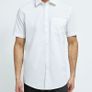 Regular Fit Short-Sleeved Cotton Rich Shirt - White Image 3