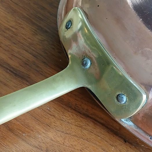 Skillet. Vintage brass, copper and stainless steel skillet.