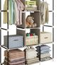 NEW SALE | Canvas Wardrobe Cupboard Clothes Storage Organiser With 2 Hanging Rail and 6 Shelves Image 4