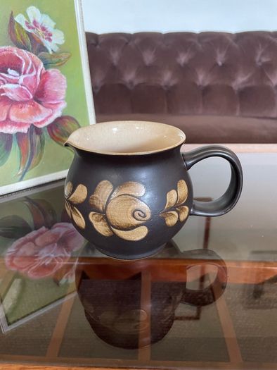 Denby Bakewell Vintage Brown Stoneware Rustic Floral Jug