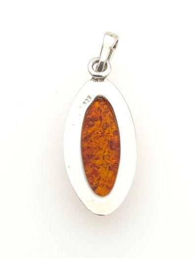 Vintage 925 Sterling Silver And Natural Baltic Amber Pendant