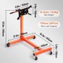 340kg Engine Stand with 360 Rotating Head, Adjustable Mounting Arms, 4 Caster Wheels, Heavy Duty Motor Stand for Engine Repair & Vehicle Maintenance Image 7