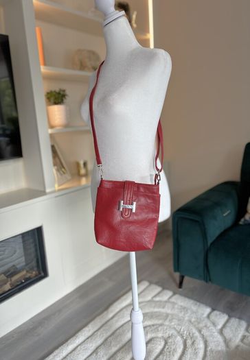 Ladies Red Buckle Style Crossbody Bag