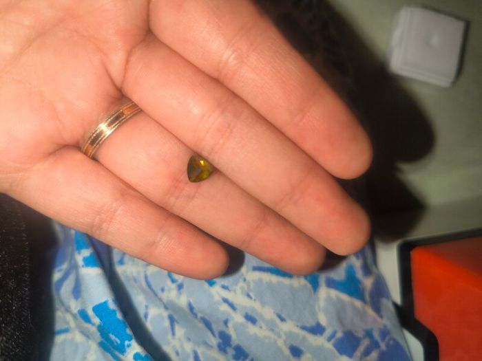 Loose lab created gem stone deep green Tourmaline triangle cut